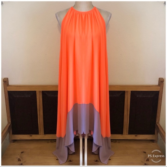 Leqier two tone hi low layered flowy beach dress - Picture 1 of 9